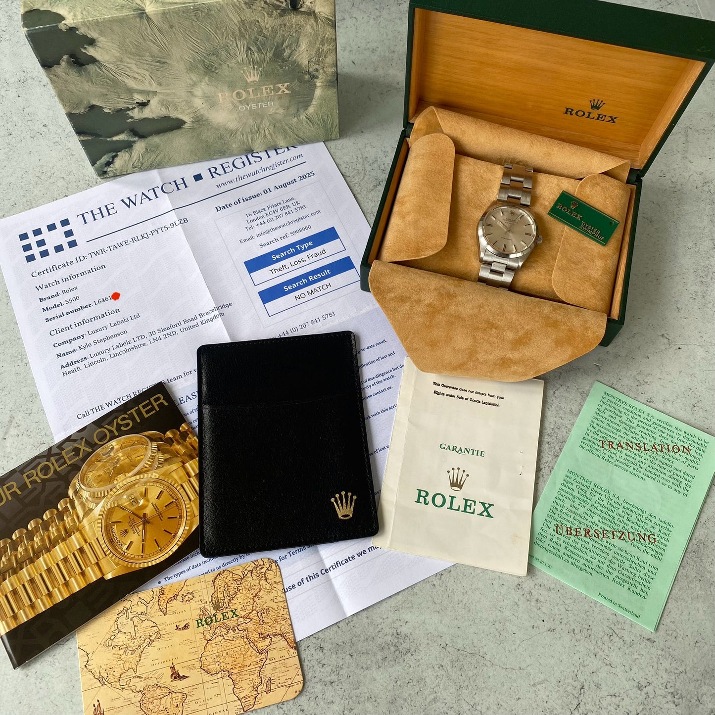 1989 Rolex Air King Precision Oyster Perpetual 5500 34mm Swiss Watch - Full Set