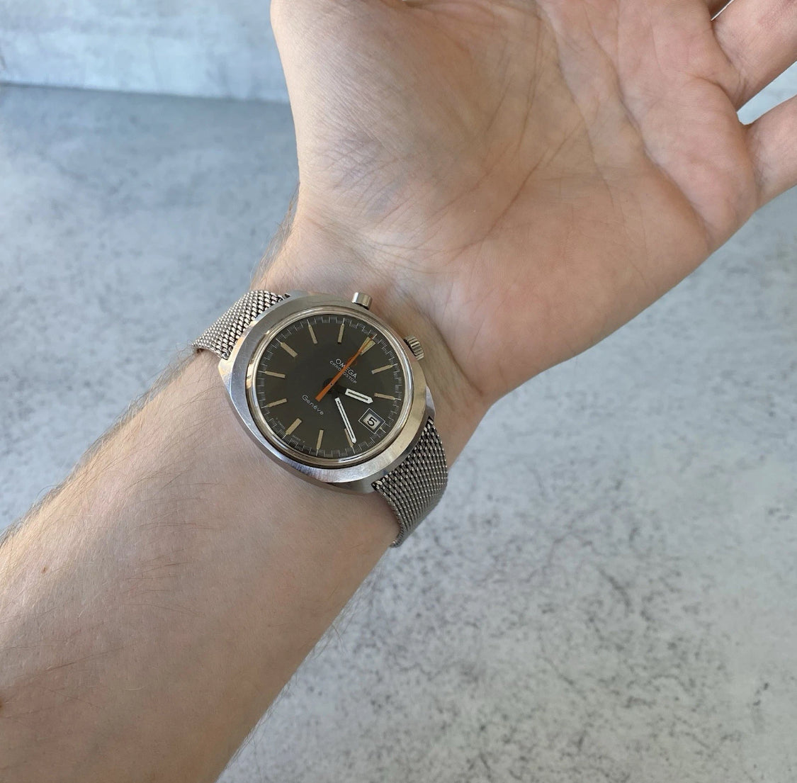 1969 Omega Drivers Chronostop Genève 146.010 Manual Wind Cal.920 Watch - Showcase