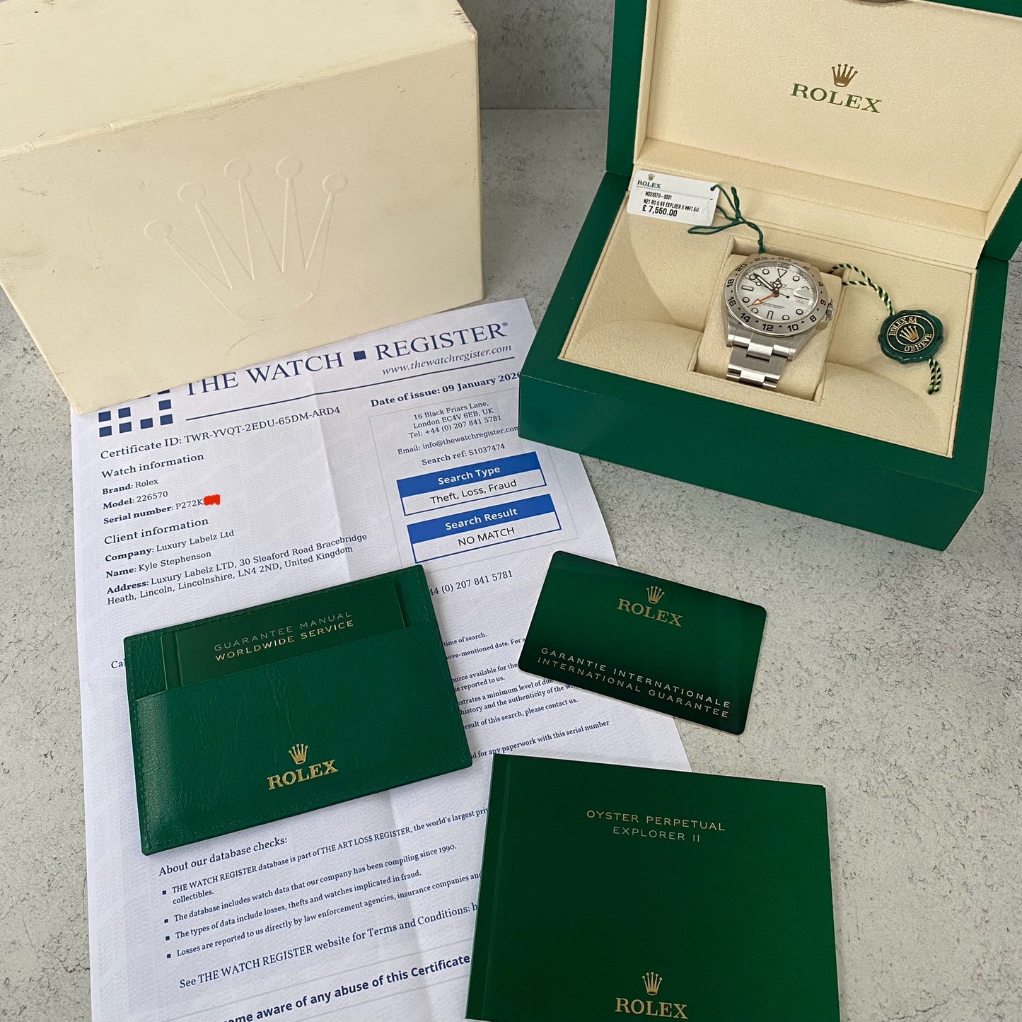Rolex Explorer II 226570 Polar White Oyster Perpetual Watch - Showcase