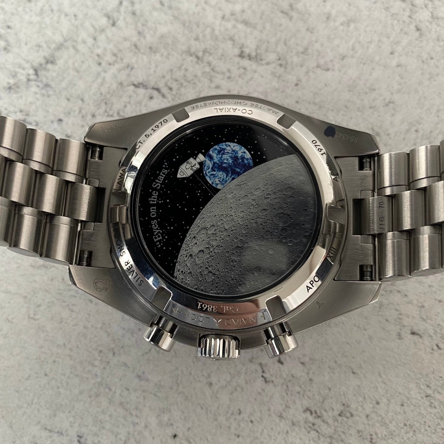 Omega Speedmaster Silver Snoopy Award 50th Anniversary Watch - Showcase