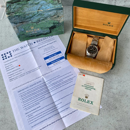 1991 Rolex Explorer Oyster Perpetual 14270 Black Dial Watch - Boxed & Papers
