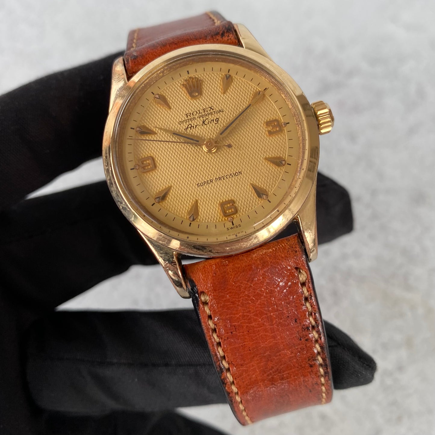 1958 Rolex Air King 5506 Super Precision Oyster Perpetual Honeycomb Dial Watch