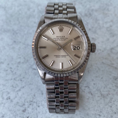 1970 Rolex Datejust Oyster Perpetual 1603 Engine Turned Bezel Swiss Watch