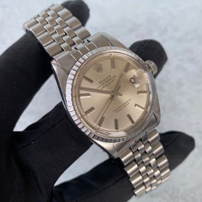 1970 Rolex Datejust Oyster Perpetual 1603 Engine Turned Bezel Swiss Watch