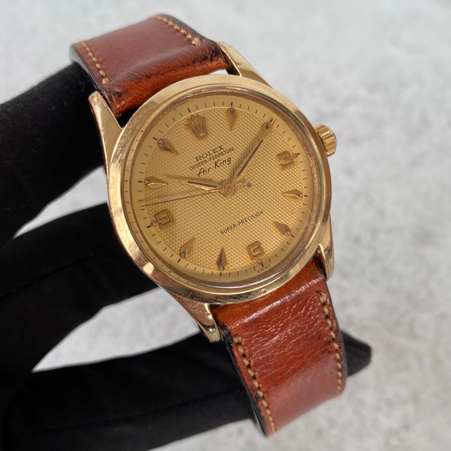 1958 Rolex Air King 5506 Super Precision Oyster Perpetual Honeycomb Dial Watch