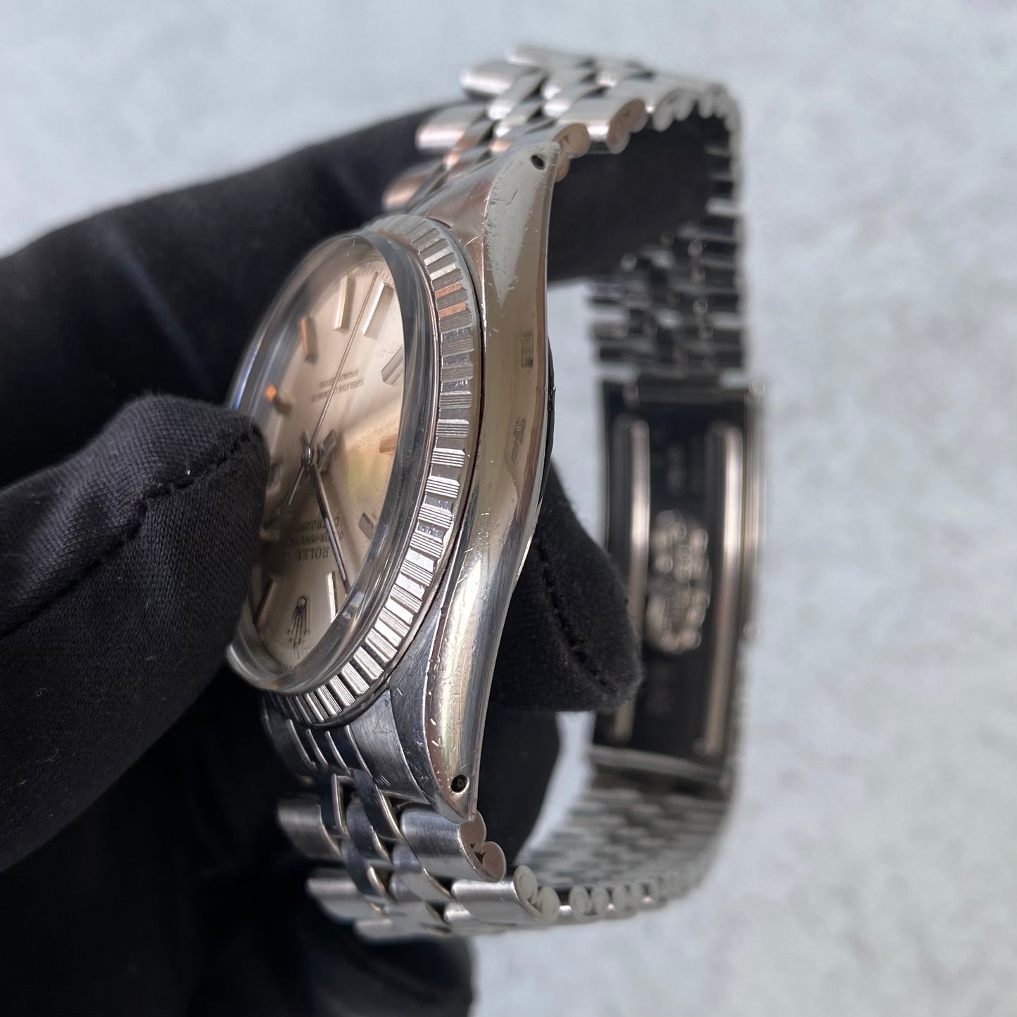 1970 Rolex Datejust Oyster Perpetual 1603 Engine Turned Bezel Swiss Watch