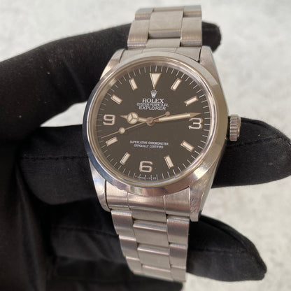 1991 Rolex Explorer Oyster Perpetual 14270 Black Dial Watch - Boxed & Papers
