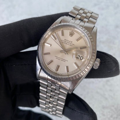 1970 Rolex Datejust Oyster Perpetual 1603 Engine Turned Bezel Swiss Watch