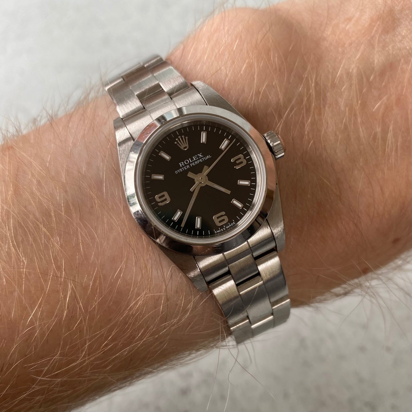 2004 Ladies Rolex Oyster Perpetual Black Dial 76080 Watch - Full Set