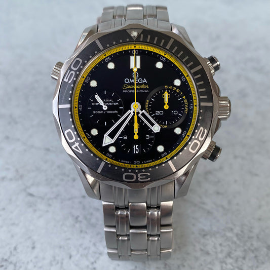 Omega Seamaster 300 Diver Regatta Chronograph Black Dial Date Watch - Full Set