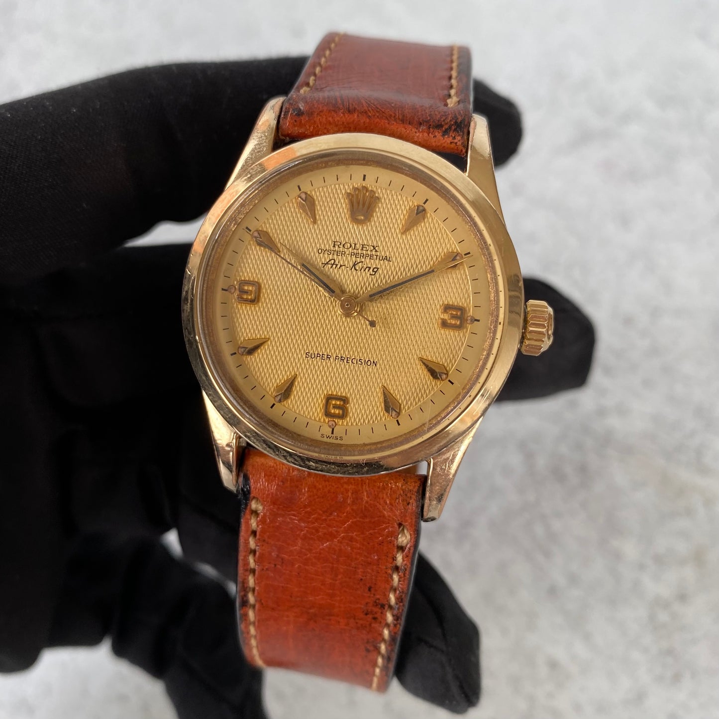 1958 Rolex Air King 5506 Super Precision Oyster Perpetual Honeycomb Dial Watch