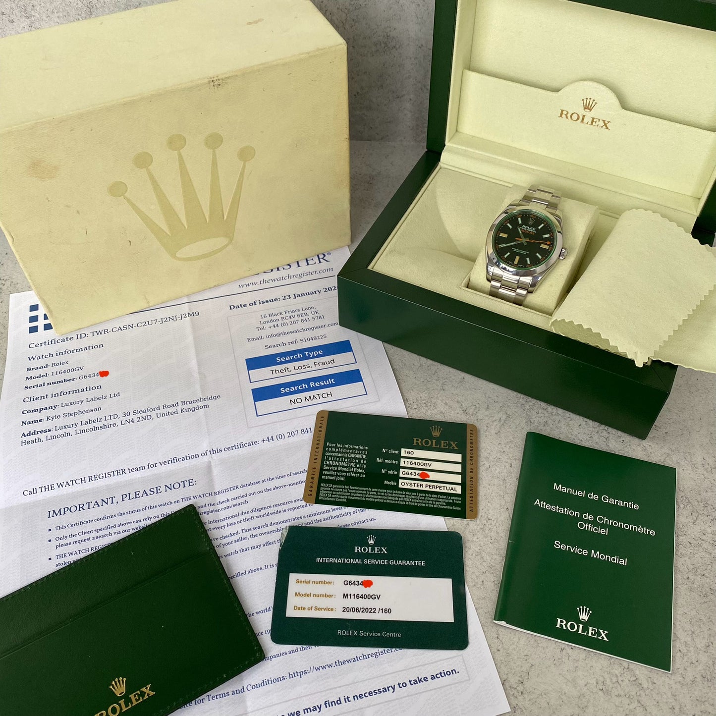 2012 Rolex Milgauss 116400GV Oyster Perpetual Watch - Showcase