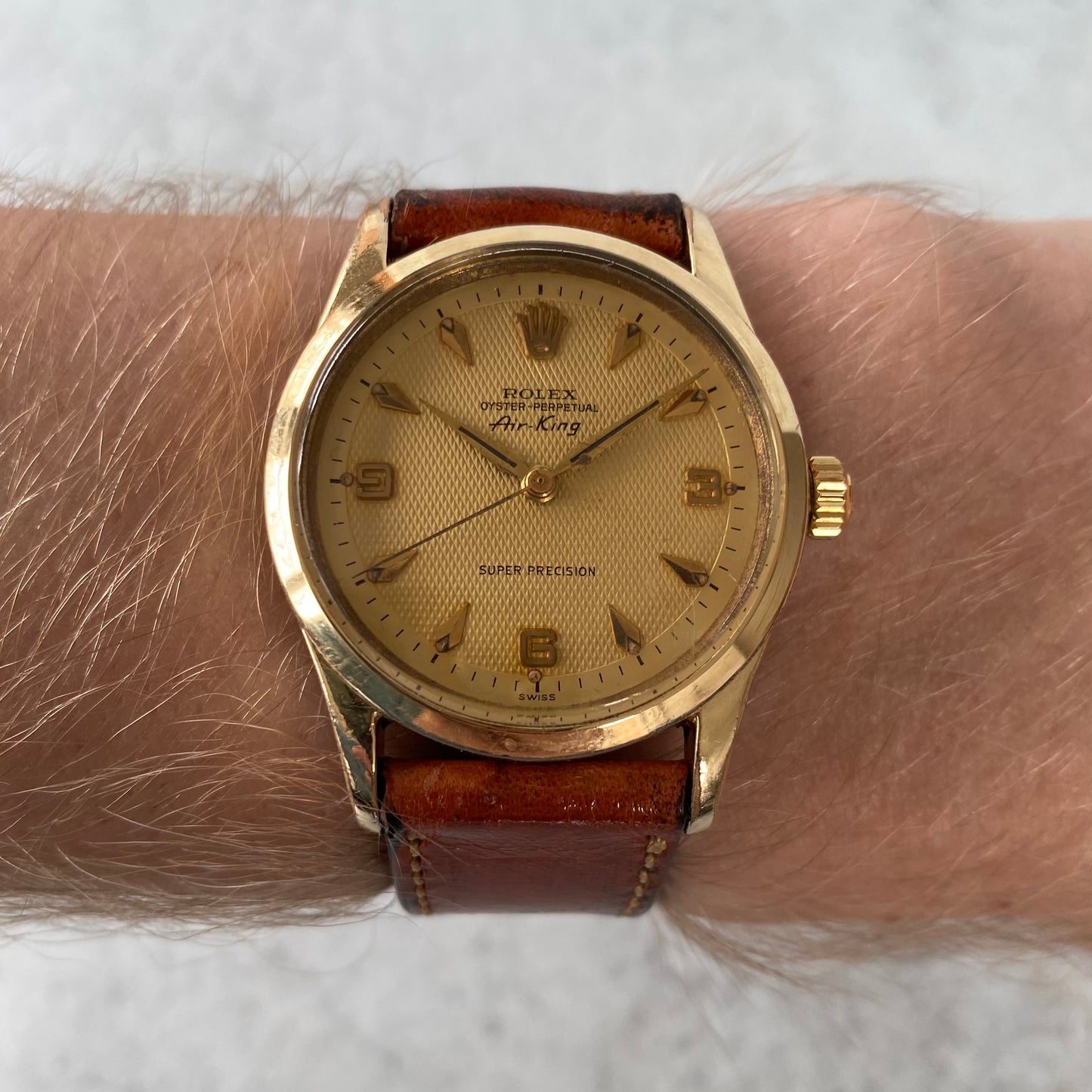 1958 Rolex Air King 5506 Super Precision Oyster Perpetual Honeycomb Dial Watch