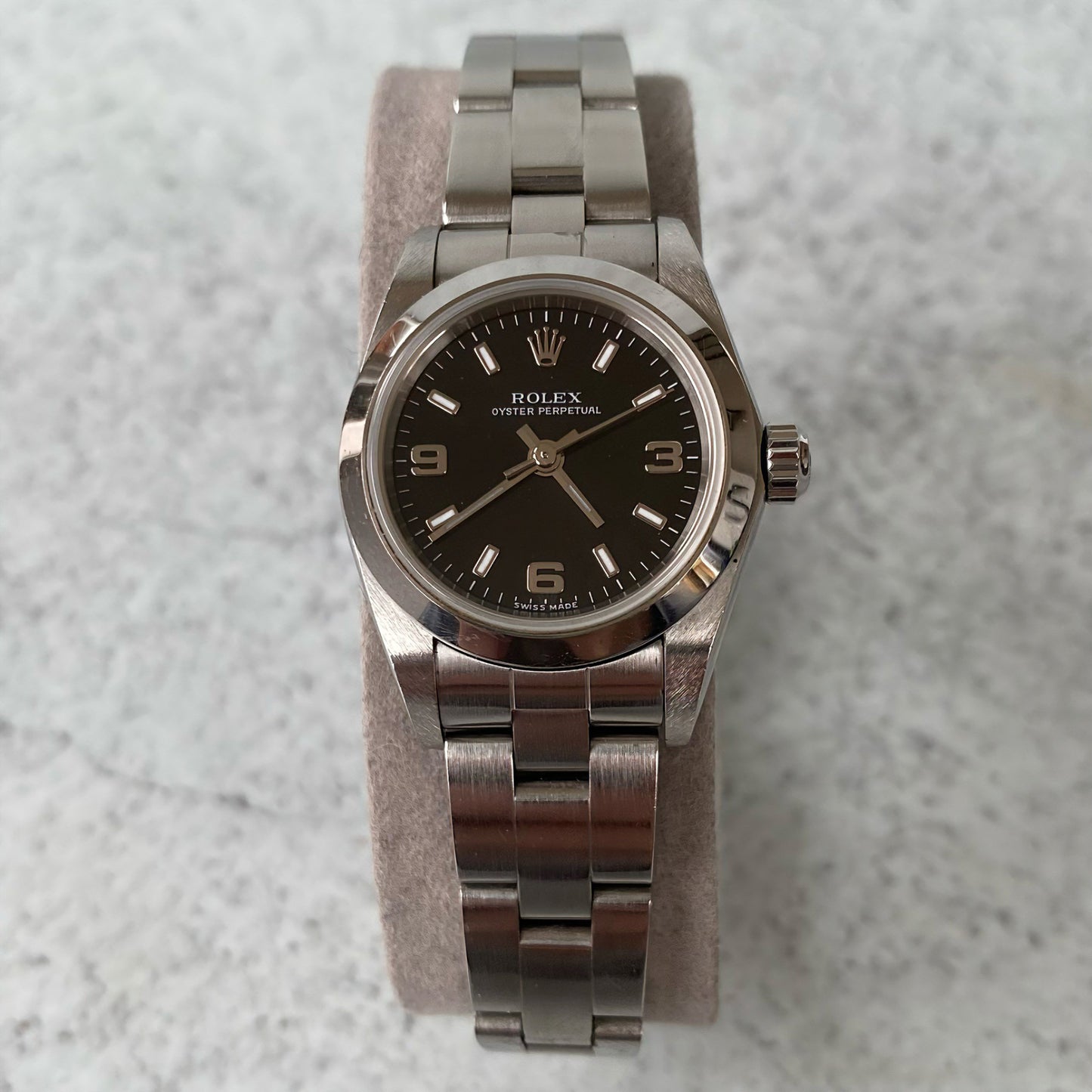 2004 Ladies Rolex Oyster Perpetual Black Dial 76080 Watch - Full Set