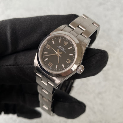 2004 Ladies Rolex Oyster Perpetual Black Dial 76080 Watch - Full Set