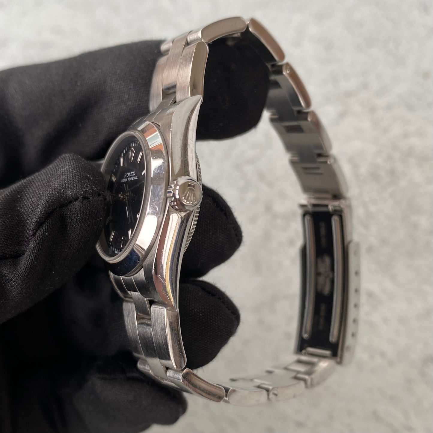 2004 Ladies Rolex Oyster Perpetual Black Dial 76080 Watch - Full Set