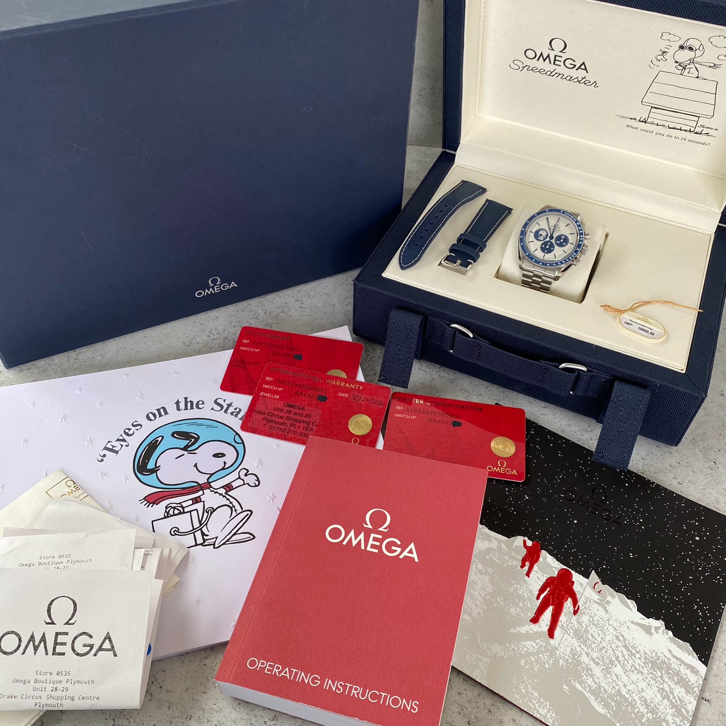 Omega Speedmaster Silver Snoopy Award 50th Anniversary Watch - Showcase