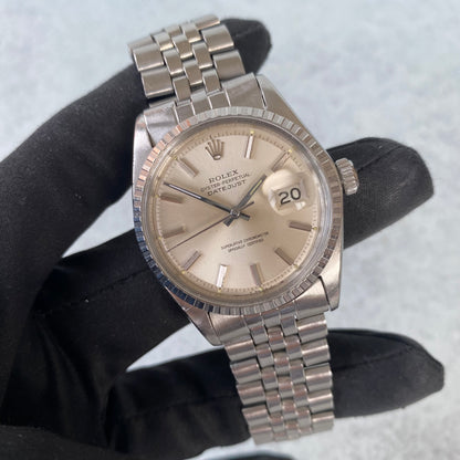 1970 Rolex Datejust Oyster Perpetual 1603 Engine Turned Bezel Swiss Watch