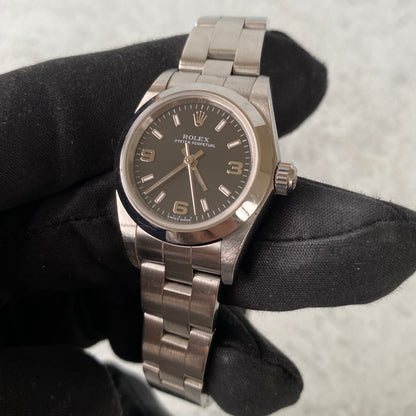 2004 Ladies Rolex Oyster Perpetual Black Dial 76080 Watch - Full Set