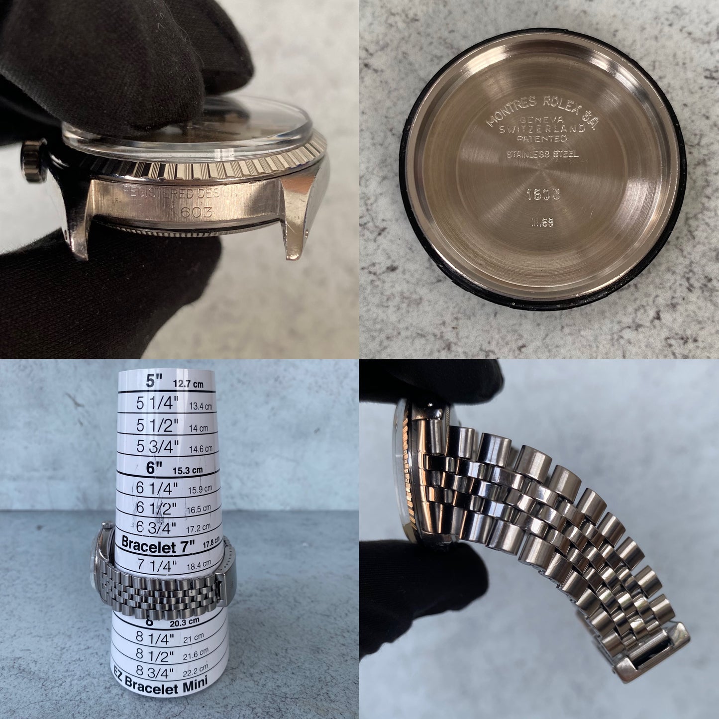 1970 Rolex Datejust Oyster Perpetual 1603 Engine Turned Bezel Swiss Watch