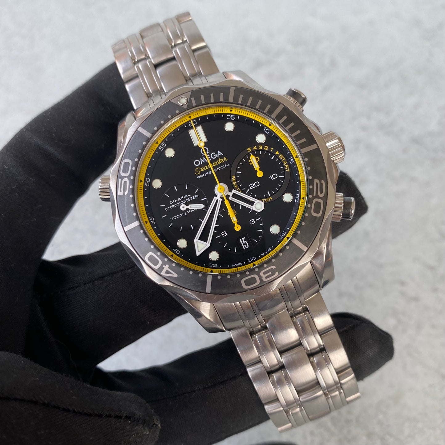 Omega Seamaster 300 Diver Regatta Chronograph Black Dial Date Watch - Full Set