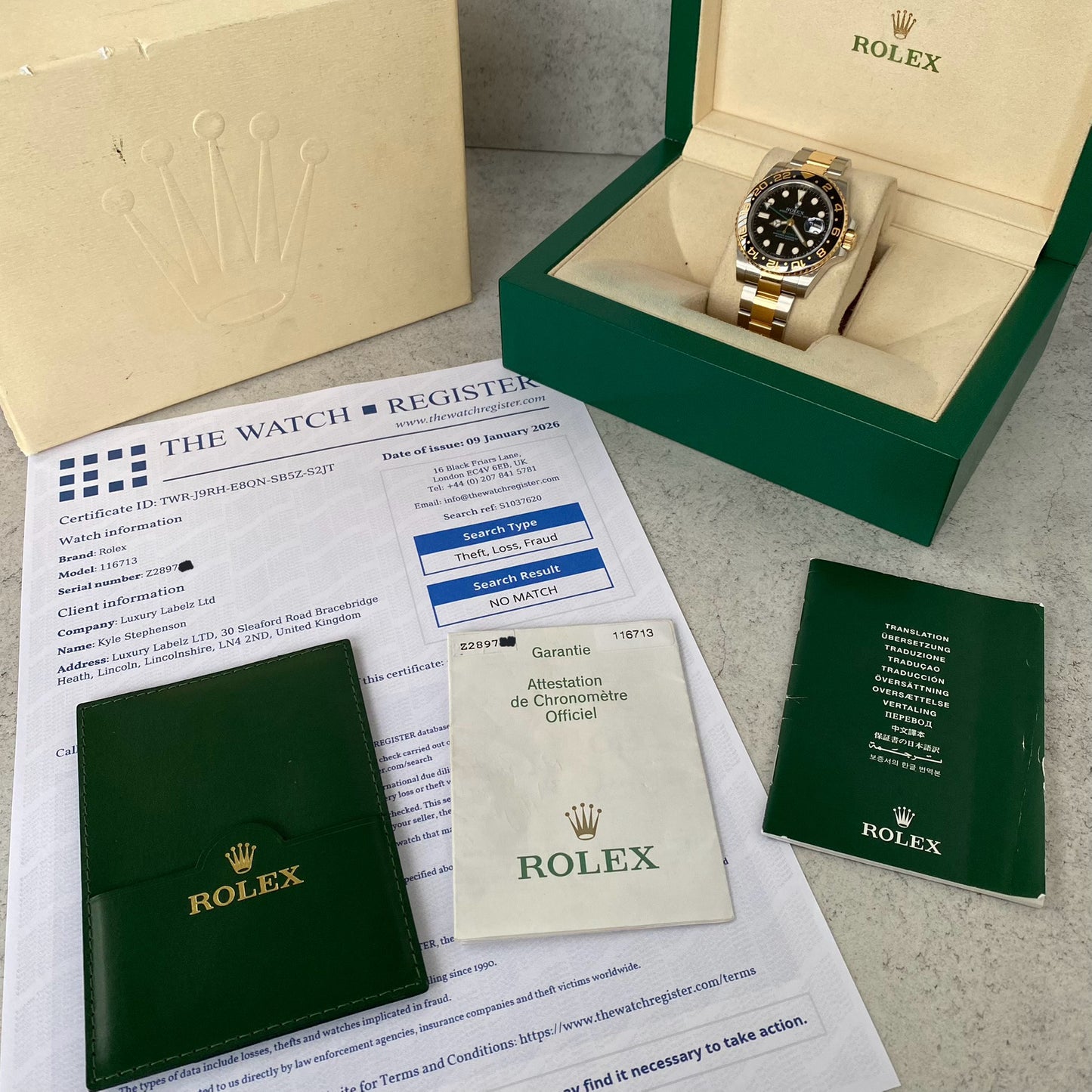 2007 Rolex GMT Master II 116713 Oyster Perpetual 18k Bi-Metal Watch - Showcase