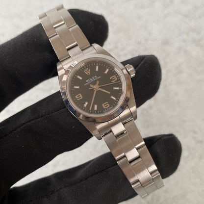 2004 Ladies Rolex Oyster Perpetual Black Dial 76080 Watch - Full Set