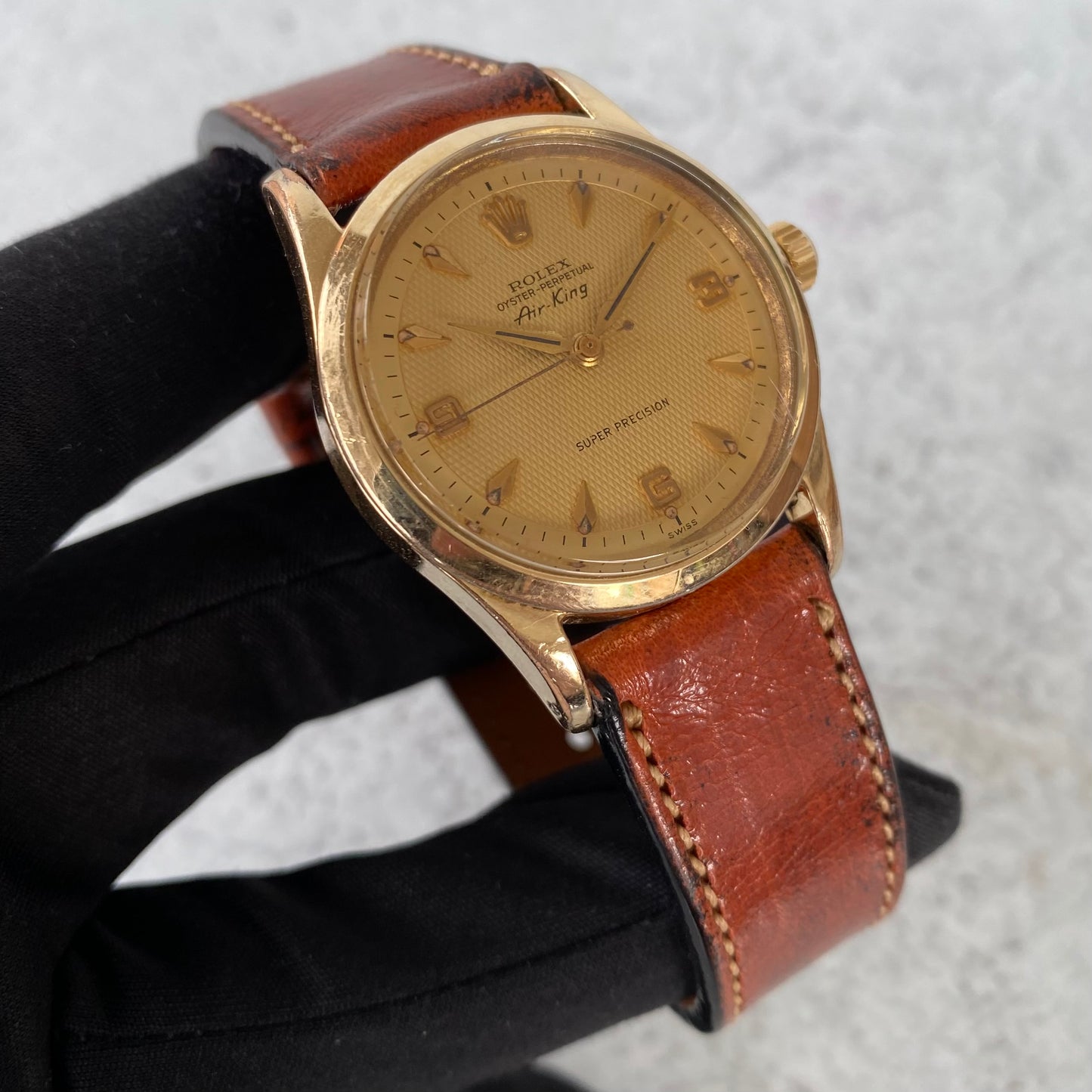 1958 Rolex Air King 5506 Super Precision Oyster Perpetual Honeycomb Dial Watch
