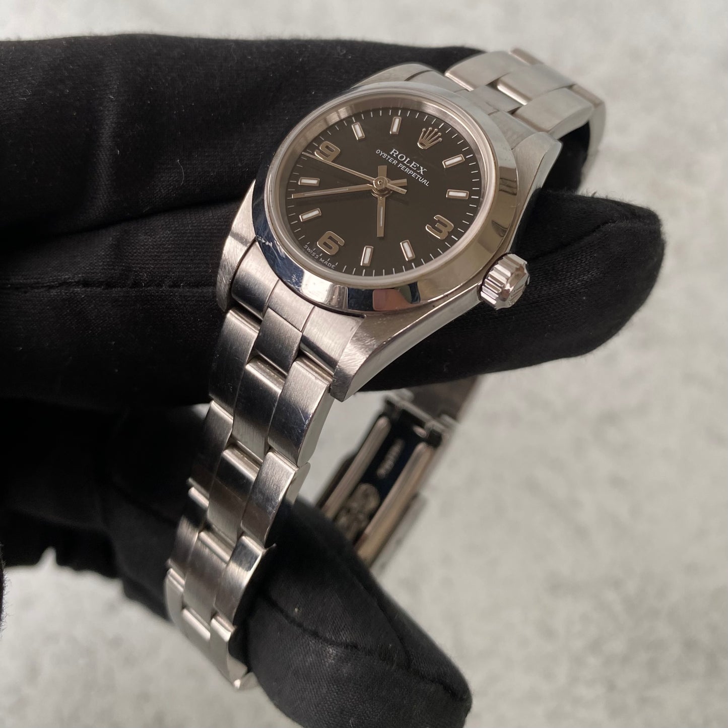 2004 Ladies Rolex Oyster Perpetual Black Dial 76080 Watch - Full Set