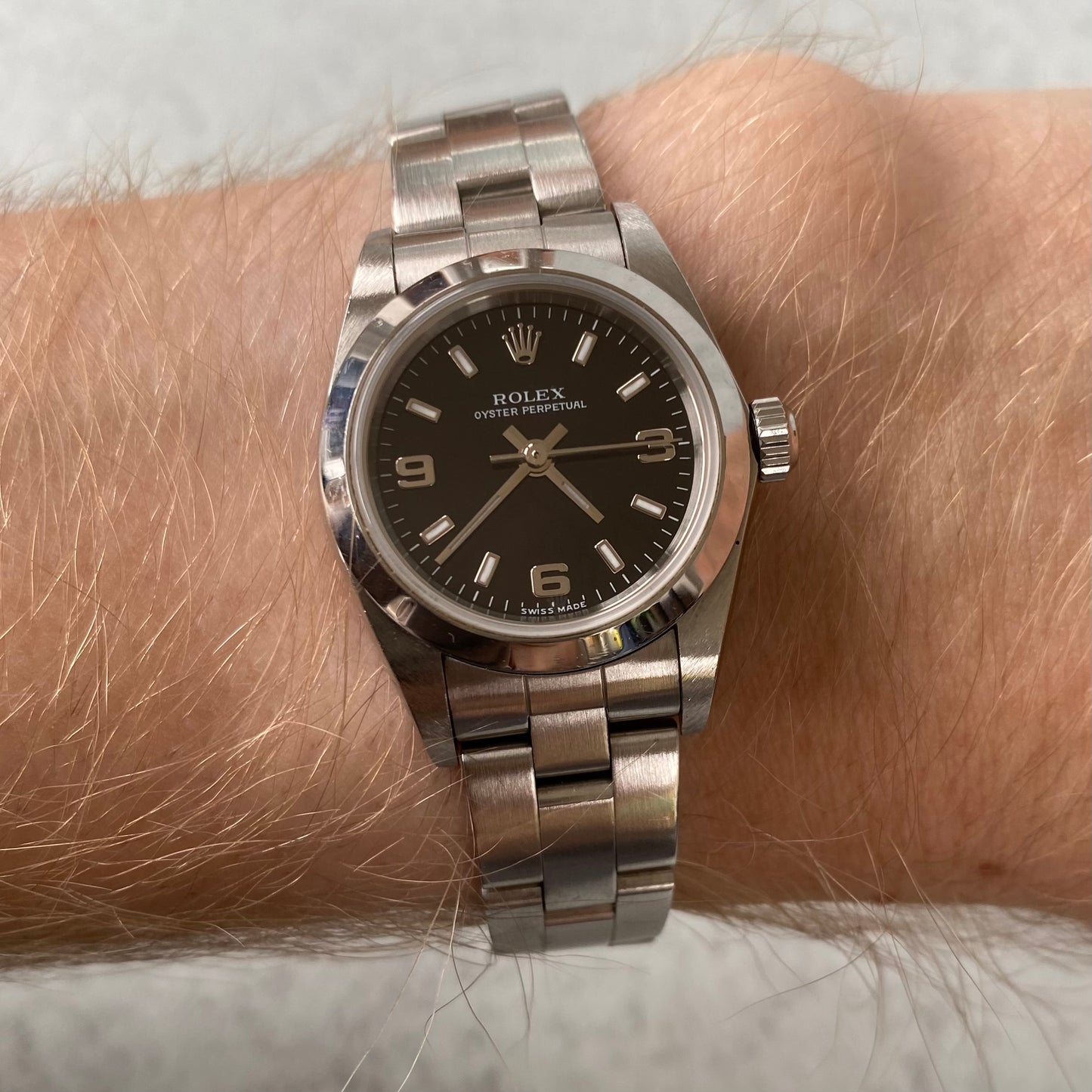 2004 Ladies Rolex Oyster Perpetual Black Dial 76080 Watch - Full Set