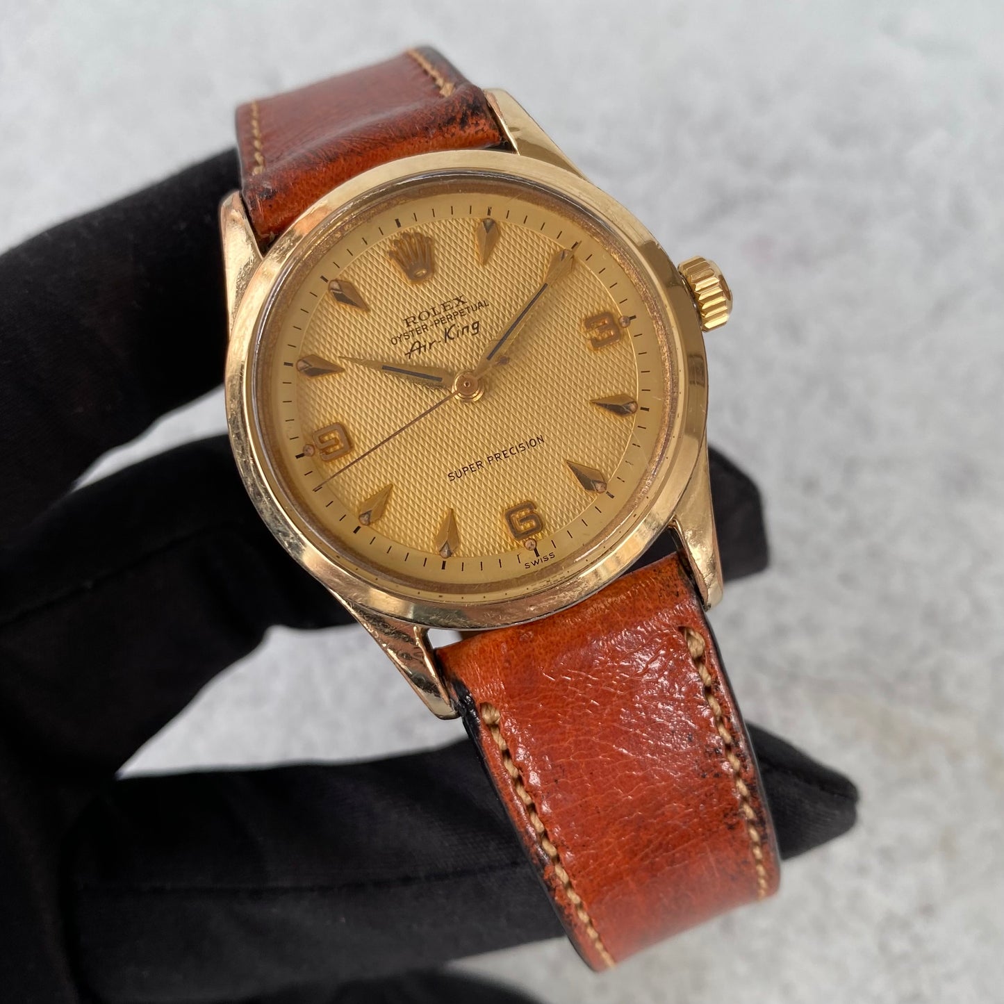 1958 Rolex Air King 5506 Super Precision Oyster Perpetual Honeycomb Dial Watch