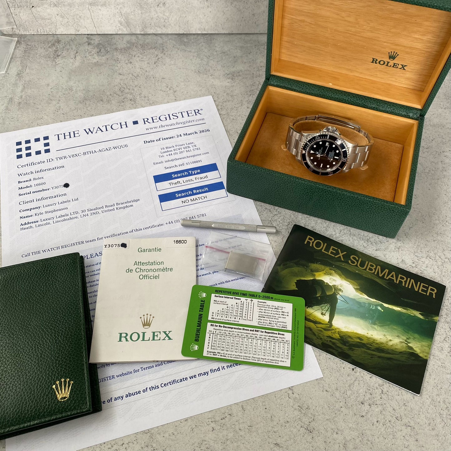 2002 Rolex Sea Dweller 16600 Oyster Perpetual Watch - Showcase