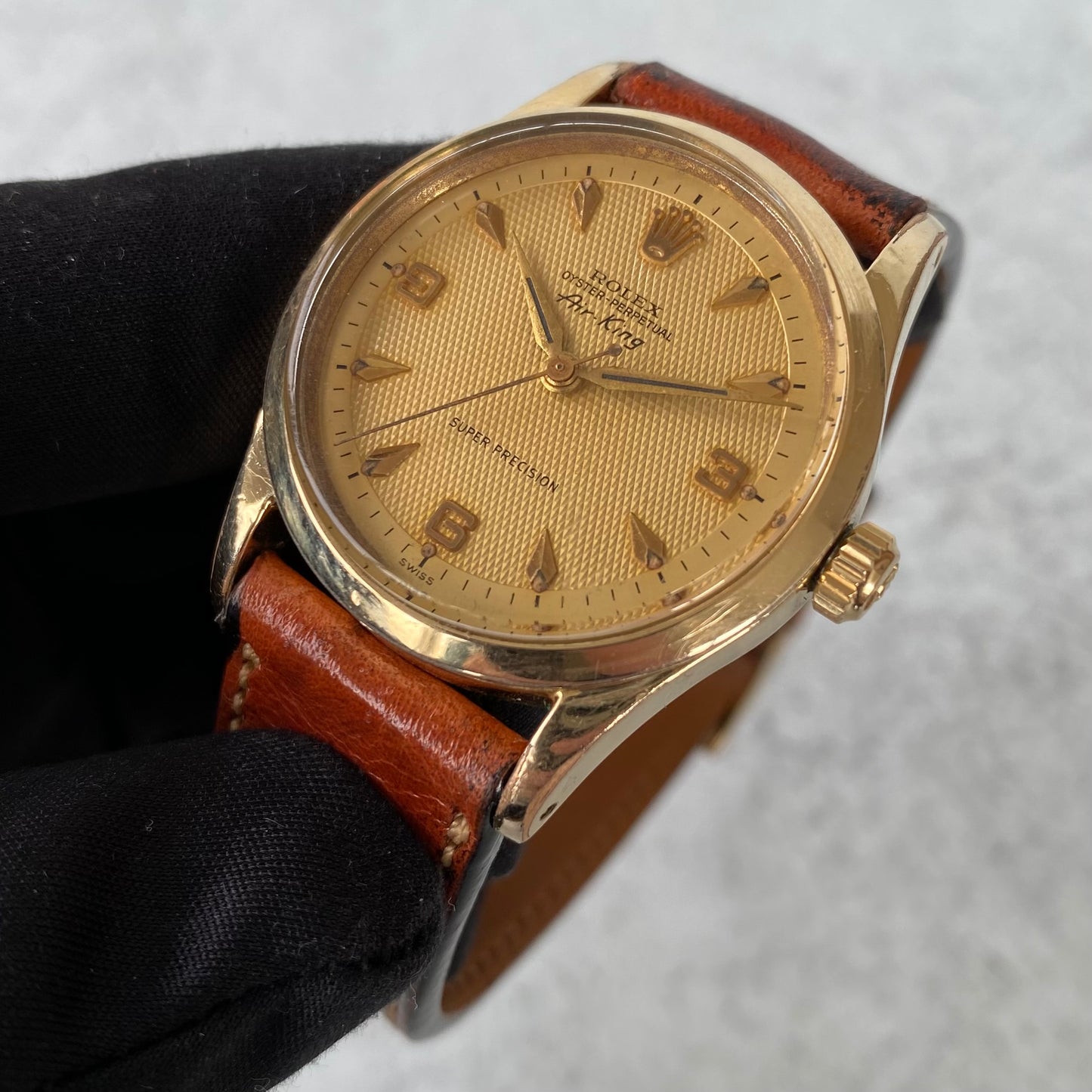 1958 Rolex Air King 5506 Super Precision Oyster Perpetual Honeycomb Dial Watch