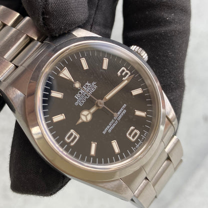 1991 Rolex Explorer Oyster Perpetual 14270 Black Dial Watch - Boxed & Papers
