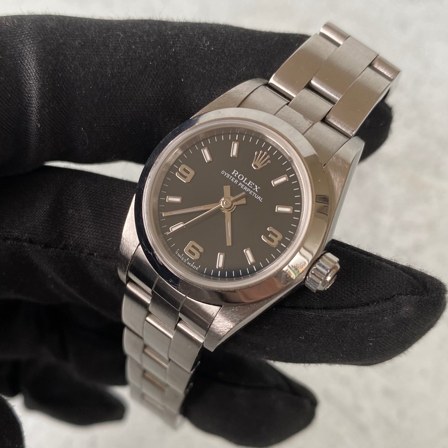 2004 Ladies Rolex Oyster Perpetual Black Dial 76080 Watch - Full Set