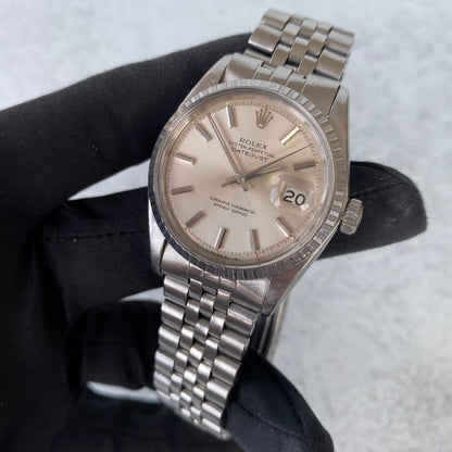 1970 Rolex Datejust Oyster Perpetual 1603 Engine Turned Bezel Swiss Watch