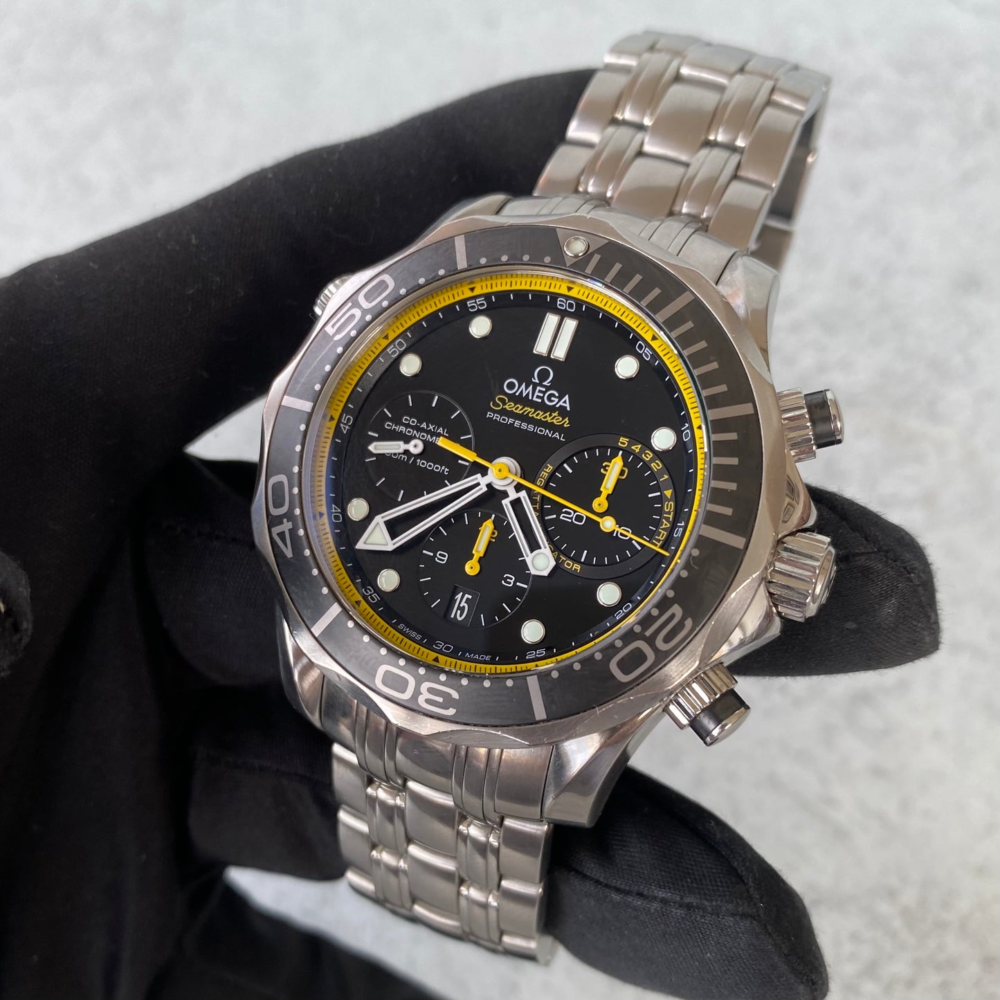 Omega Seamaster 300 Diver Regatta Chronograph Black Dial Date Watch - Full Set