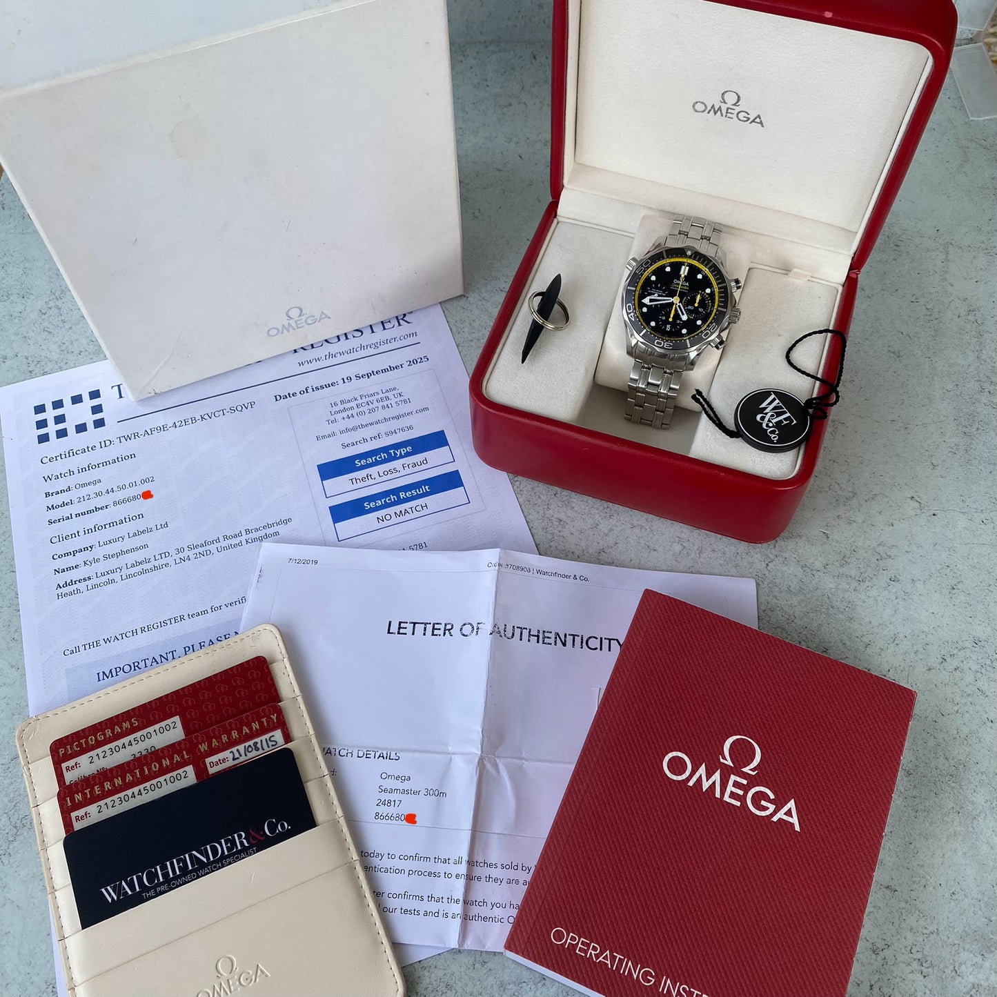 Omega Seamaster 300 Diver Regatta Chronograph Black Dial Date Watch - Full Set
