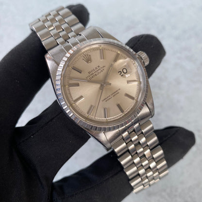 1970 Rolex Datejust Oyster Perpetual 1603 Engine Turned Bezel Swiss Watch