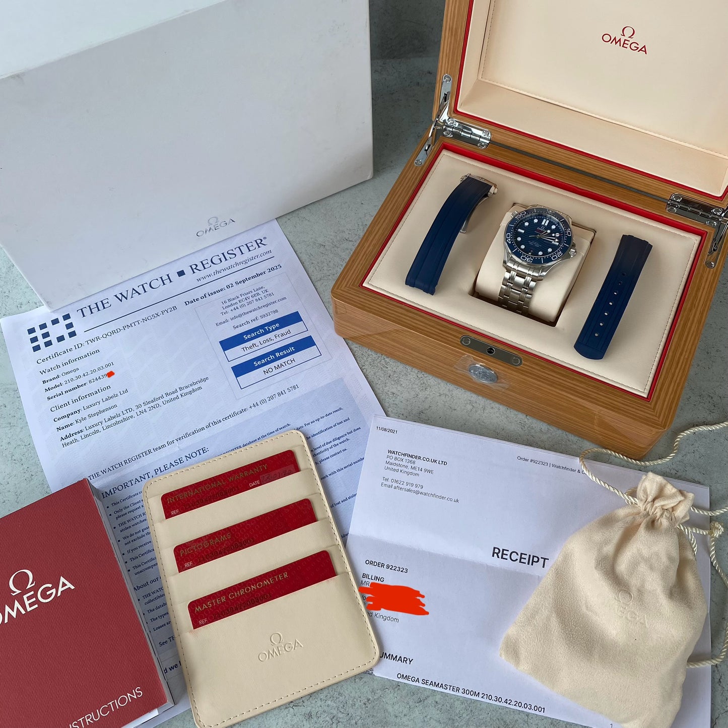 Omega Seamaster Diver 300 Co-Axial 210.30.42.20.03.001 Watch - Complete Set