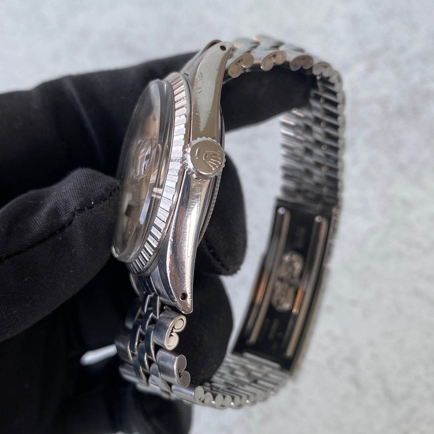 1970 Rolex Datejust Oyster Perpetual 1603 Engine Turned Bezel Swiss Watch